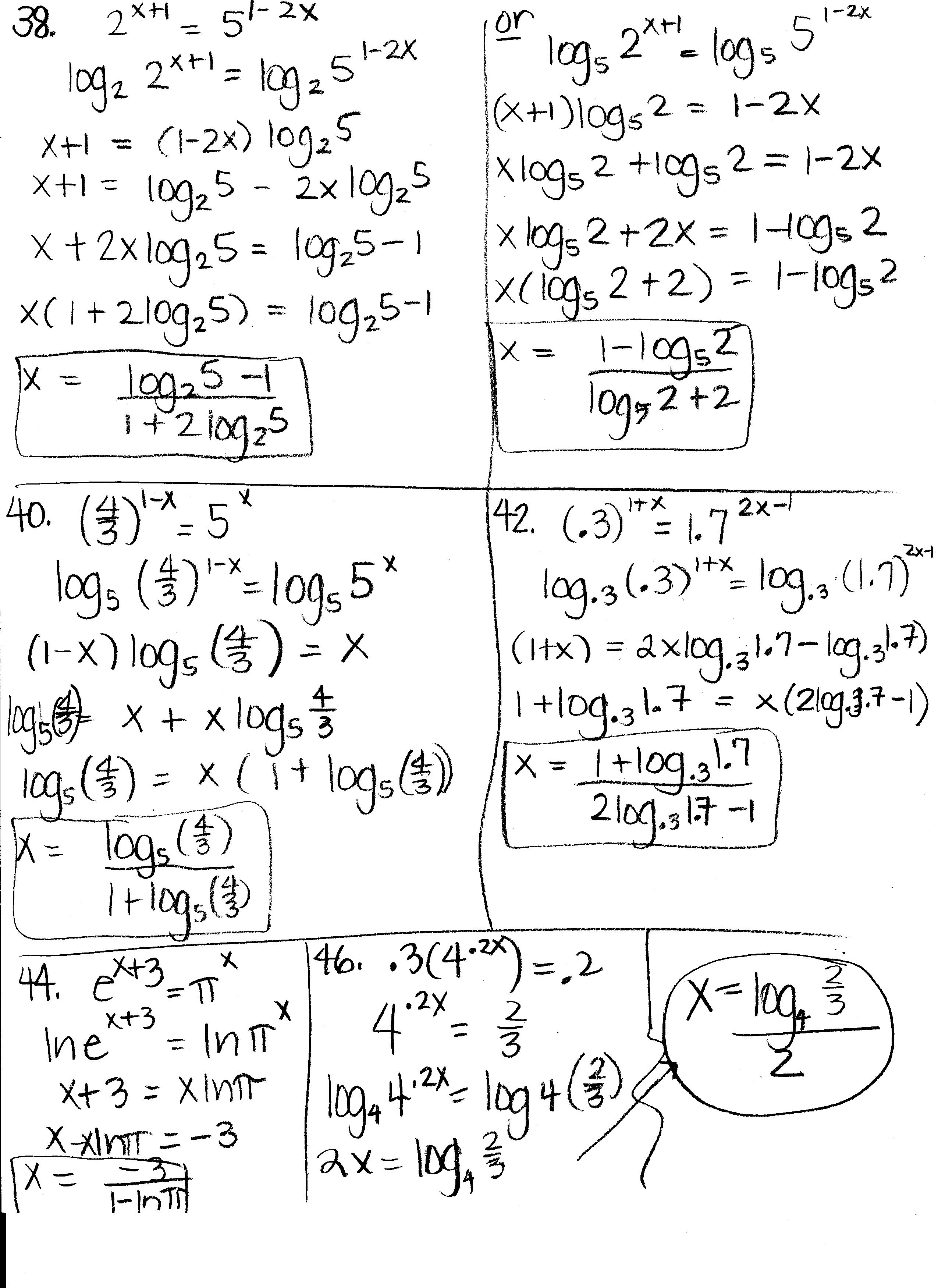 Homework Help Algebra Logarithms